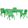 Green Plastic Height Adjustable Activity Table Set with 4 Chairs S18403
