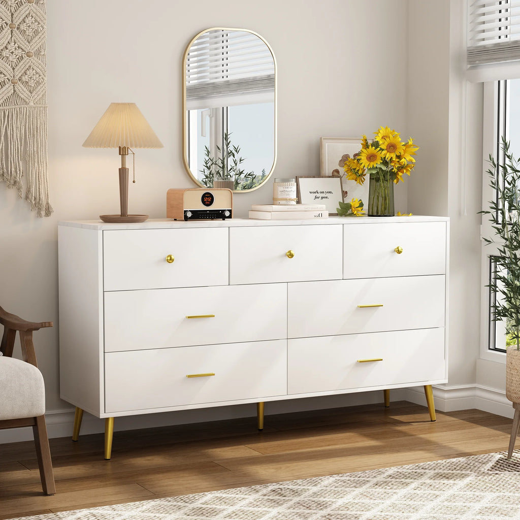 White 7 Drawer Wood Dresser Z16037
