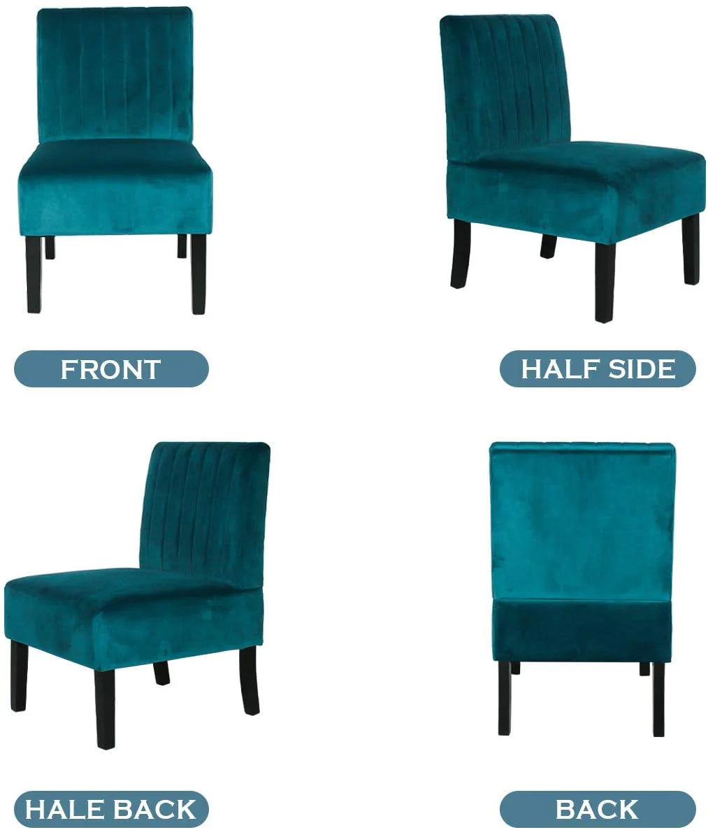 Blue Velvet Armless Accent Chair Q723