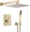 Matte Black 12 Inches Thermostatic Rain Shower Head Kit with Handheld Spray K7725