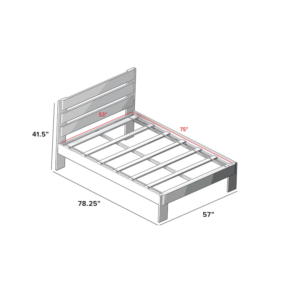 Full Size White Wash Wood Platform Bed with Headboard and Trundle V63662