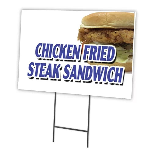 Chicken Fried Steak Sandwich Yard Sign & Stake Q476