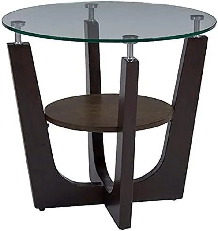 Round Glass Top End Table M157881