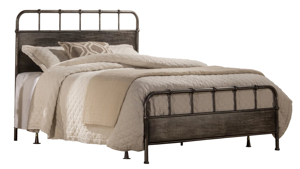 King Rustic Metal Panel Bed Q982