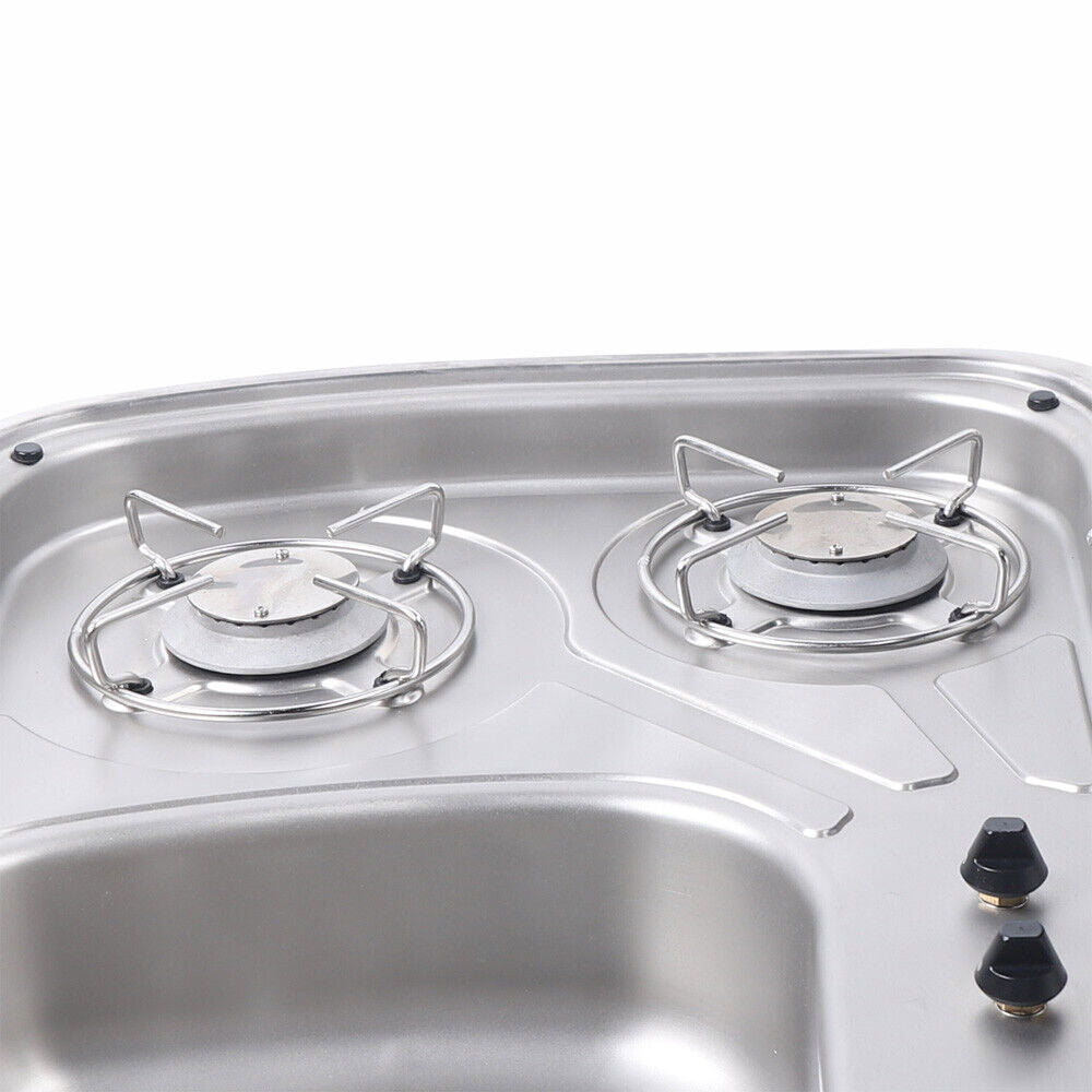 2 Burner LPG Gas Stove Hob Sink Combo Cooktop N613