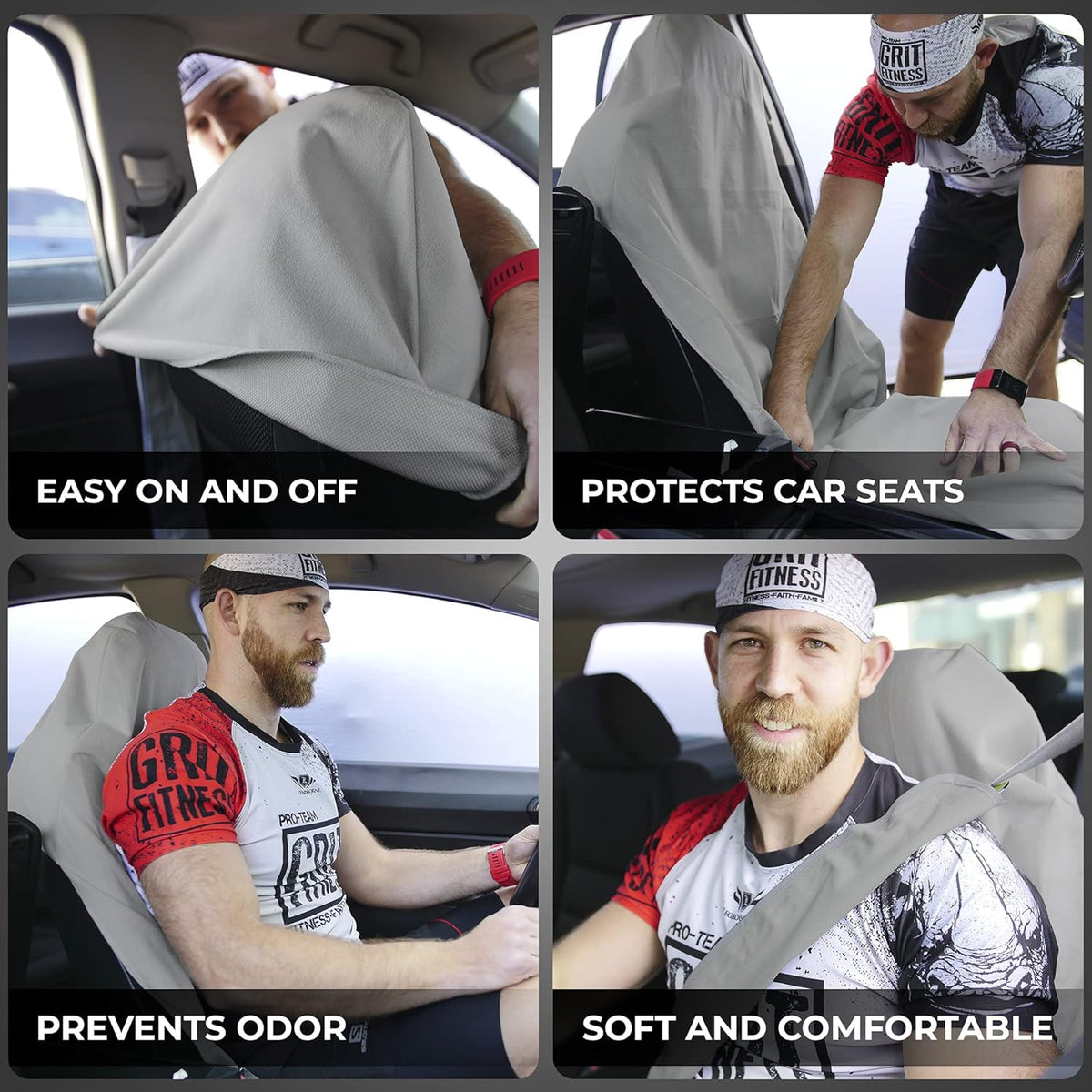 Gray Non-Slip Removable Car Seat Cover Pack of 2 I419673