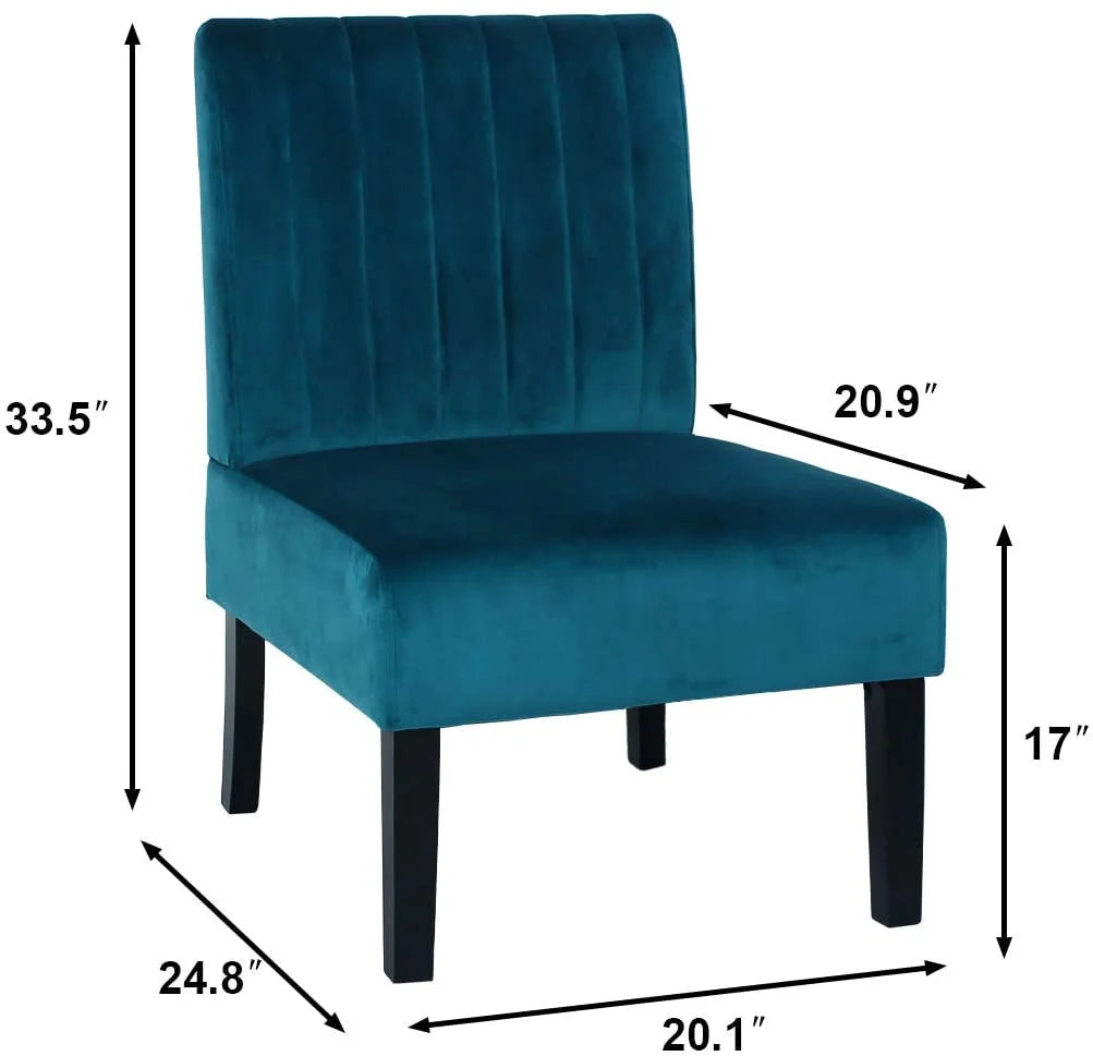 Blue Velvet Armless Accent Chair Q723