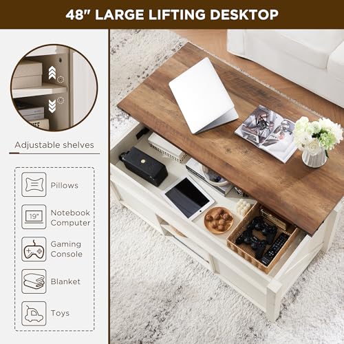 48" Lift Top Coffee Table with Sliding Door and Hidden Storage Y426282