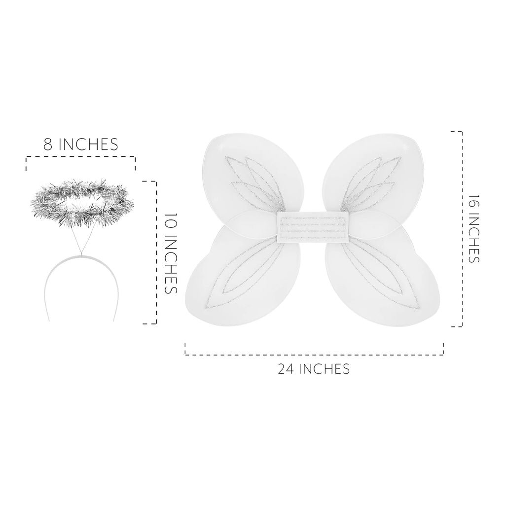 White and Silver Angel Wings and Halos Costume Set T222
