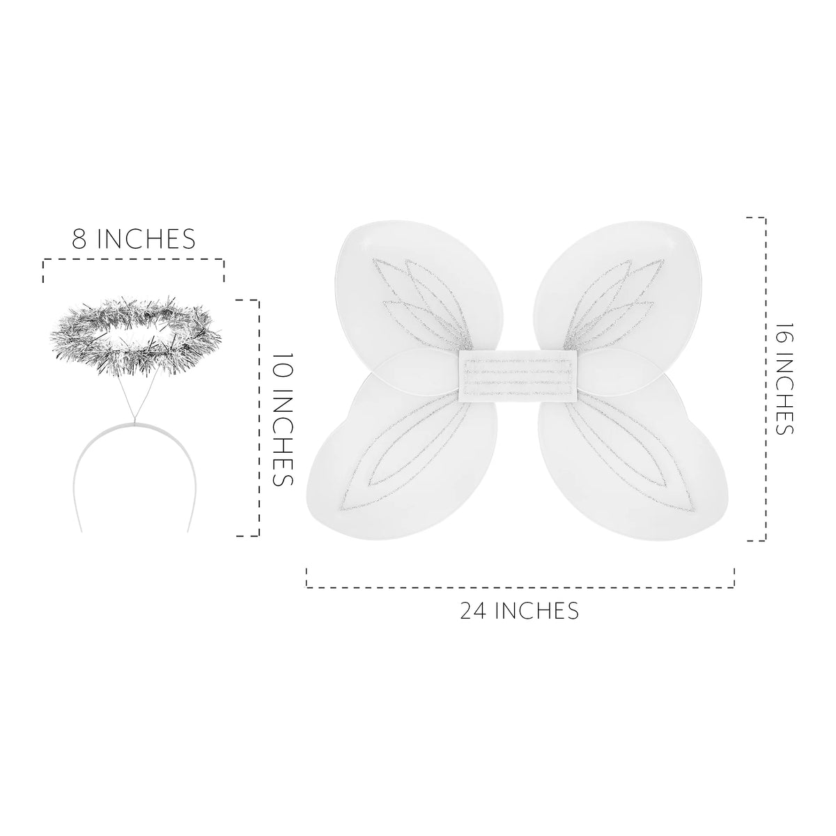 White and Silver Angel Wings and Halos Costume Set T222