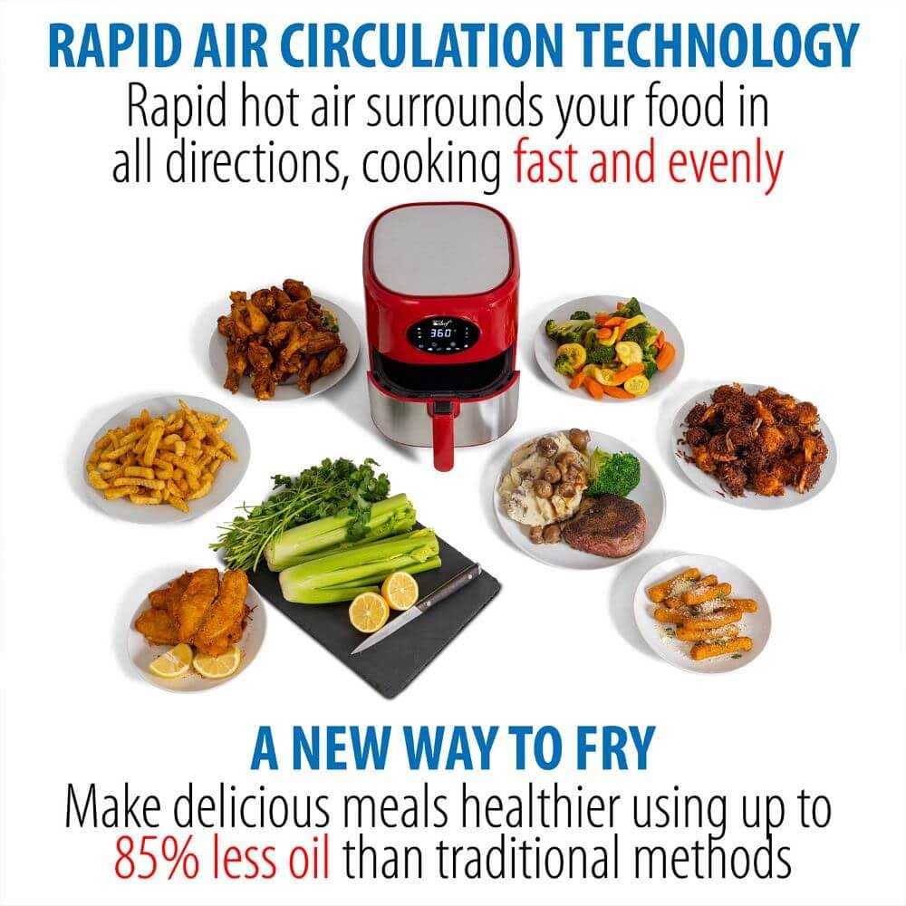 Red 3.7qt Digital Air Fryer with Dishwasher Safe Basket F283195
