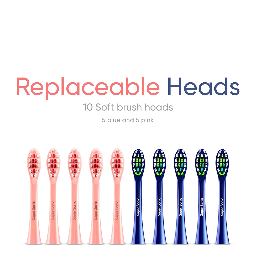 2 Electric Toothbrushes with Pressure Sensor, 5 Brushing Modes, Pink/Blue V6905