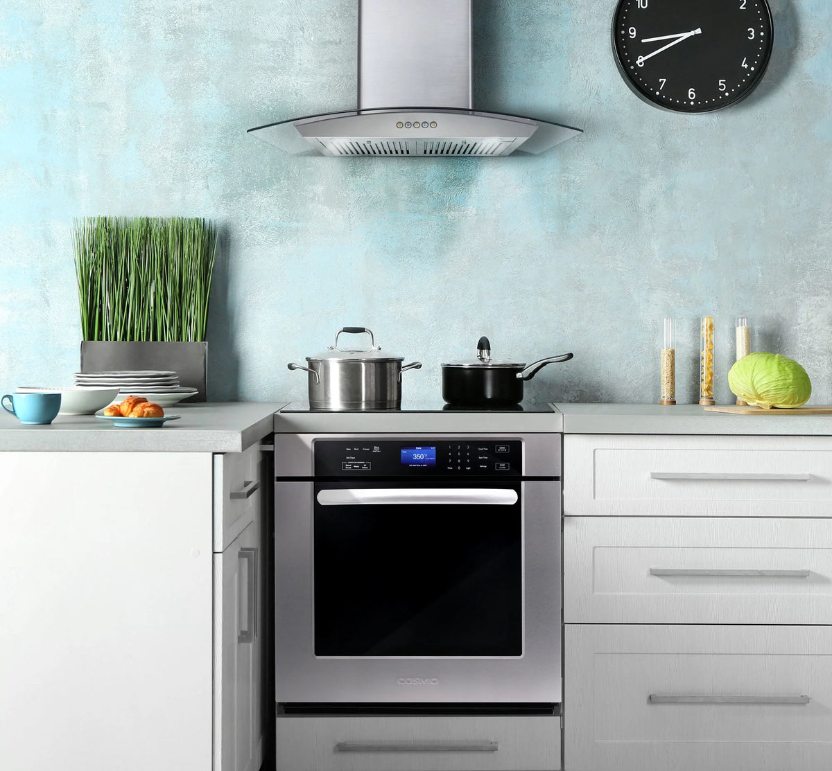 5 Piece Kitchen Appliance Package with Gas Range, Range Hood, Dishwasher, French Door Refrigerator & Wine Refrigerator L5492