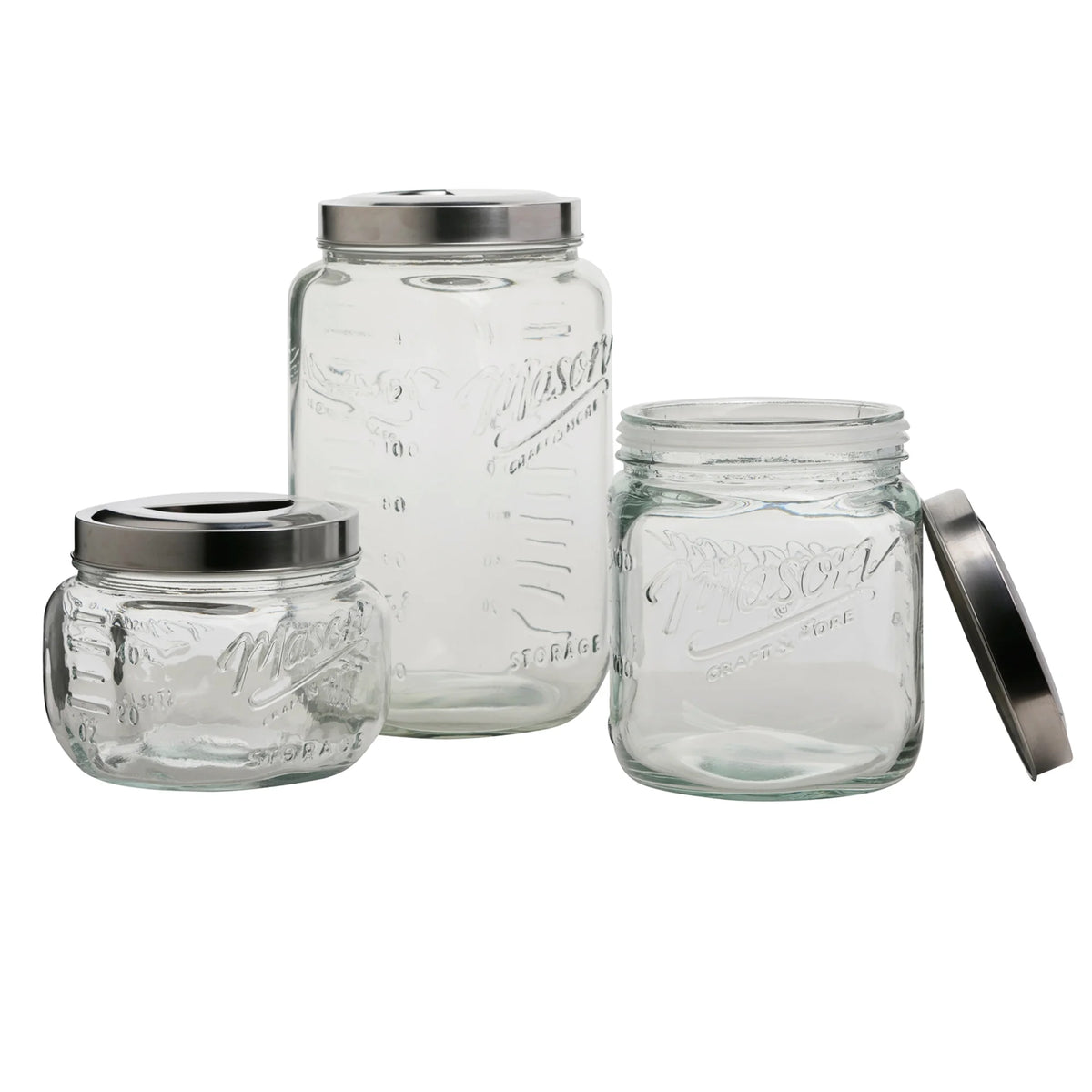 3 Piece Square Glass Canister Set C643526