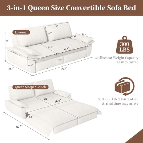 Queen Size Velvet Convertible Sleeper Sofa P71753