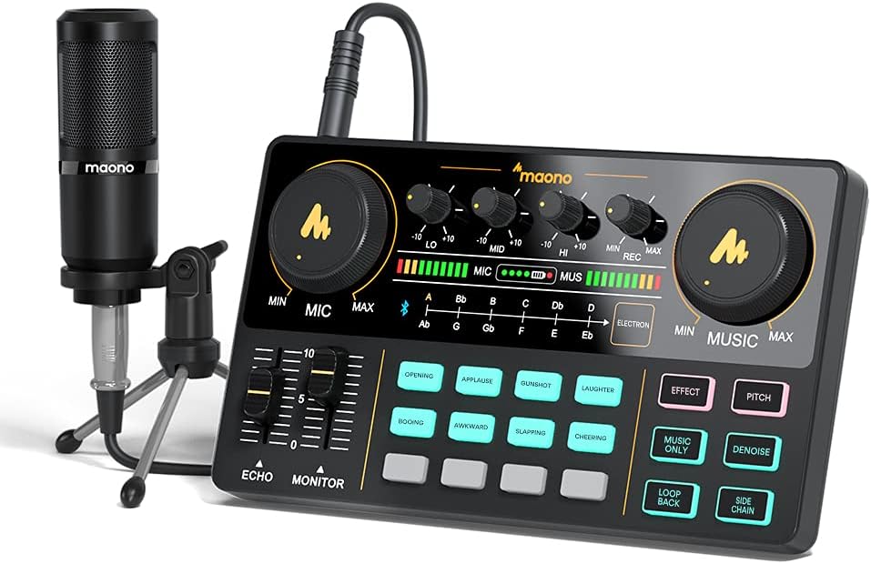 Audio Interface with DJ Mixer and Sound Card, Portable Podcast Production Studio with Microphone L506