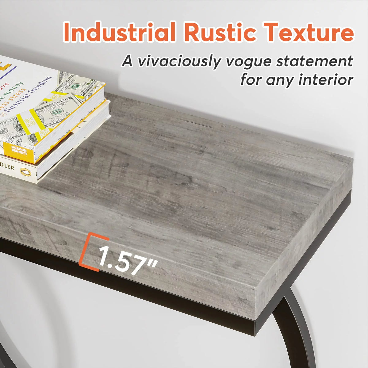Grey 55 inch Industrial Console Table Q47295