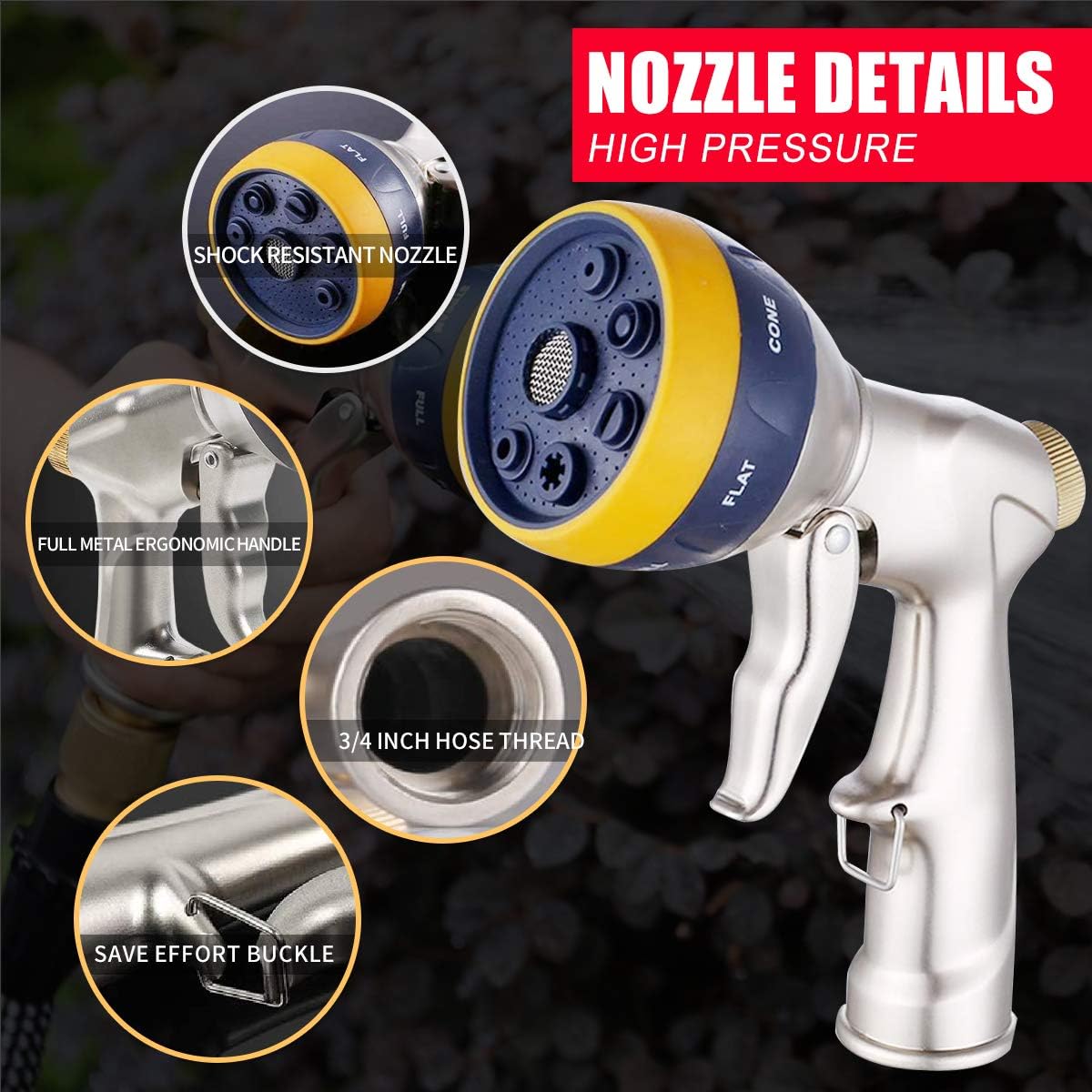 Expandable Garden Hose 100 ft with Brass Connectors Spray Nozzle Pack of 2 M791