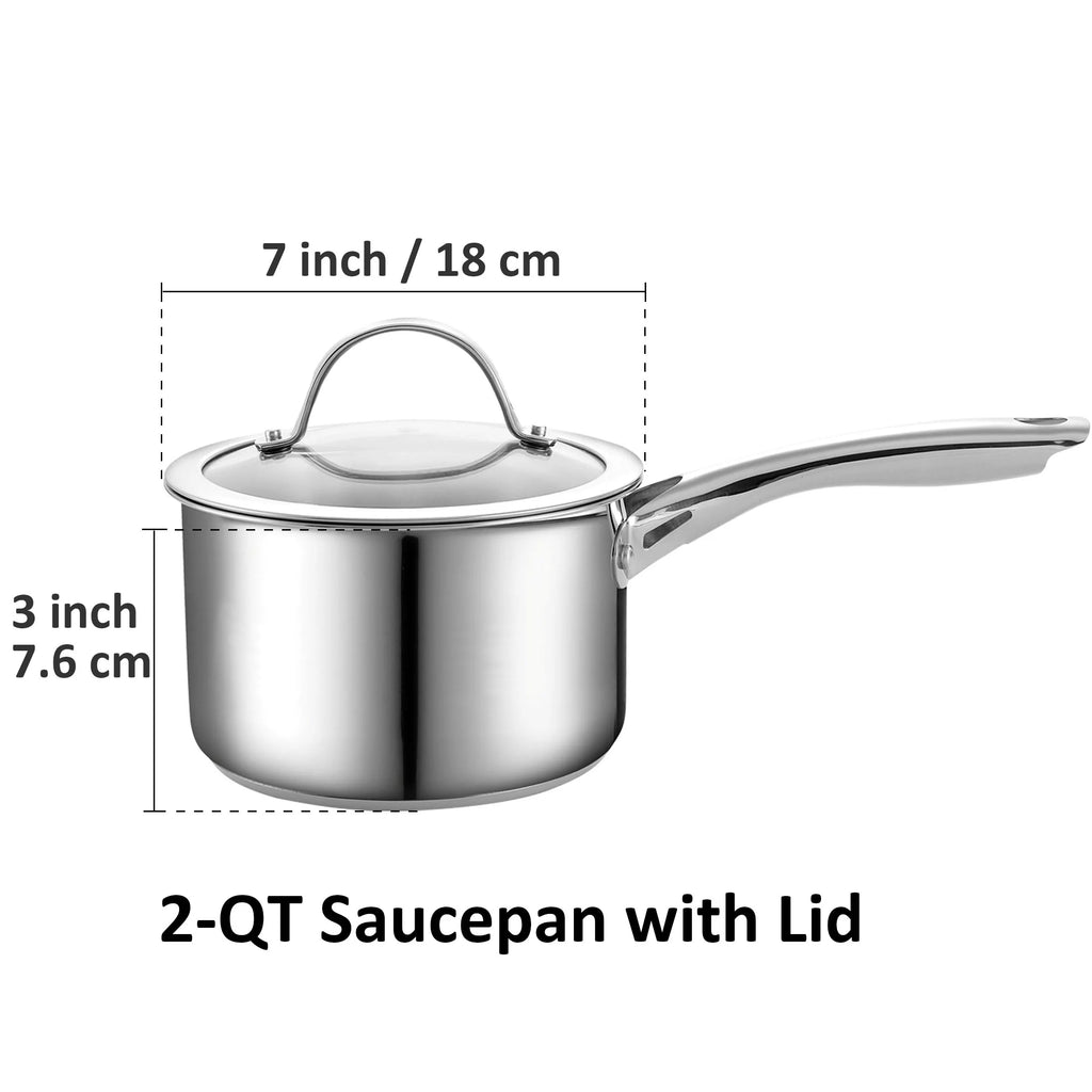 2-Quart Stainless Steel Saucepan with Glass Lid J731
