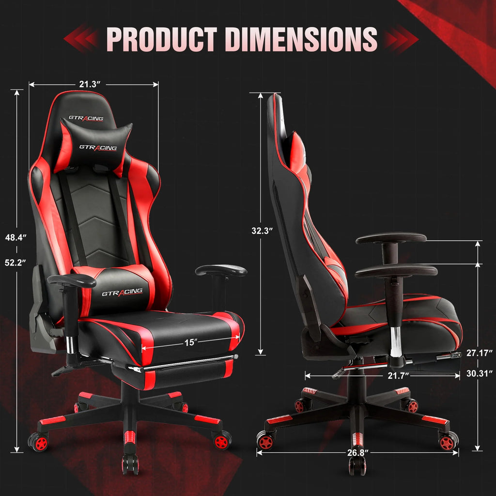 Red PU Leather Gaming Chair with Footrest U50894