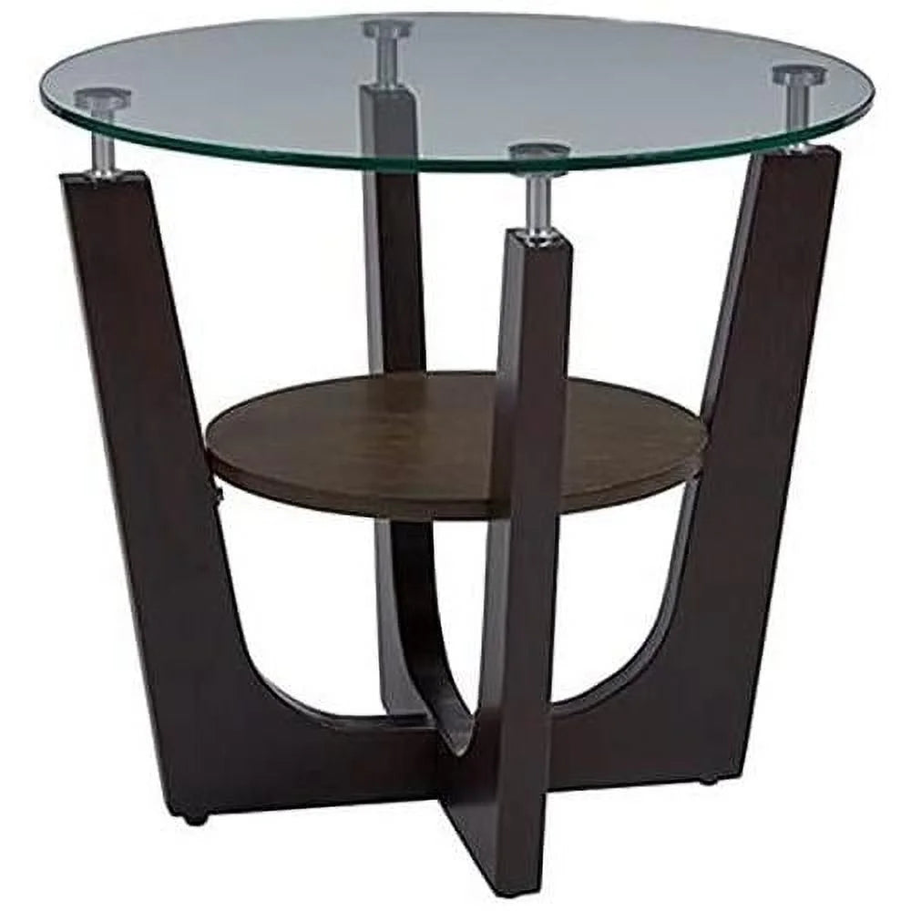 Round Glass Top End Table M157881