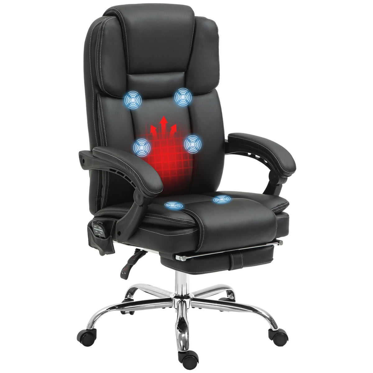 Black PU Leather Massage Office Chair with Heat W235