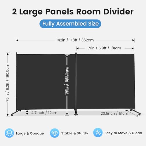 Black Rolling Room Divider Q372