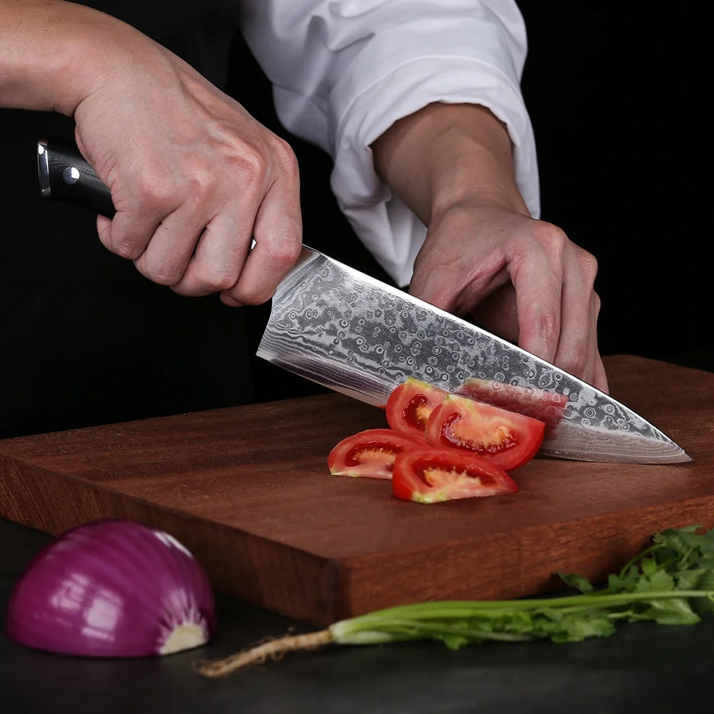 6Pcs Japanese VG10 Damascus Steel Kitchen Knife Set with Block T461