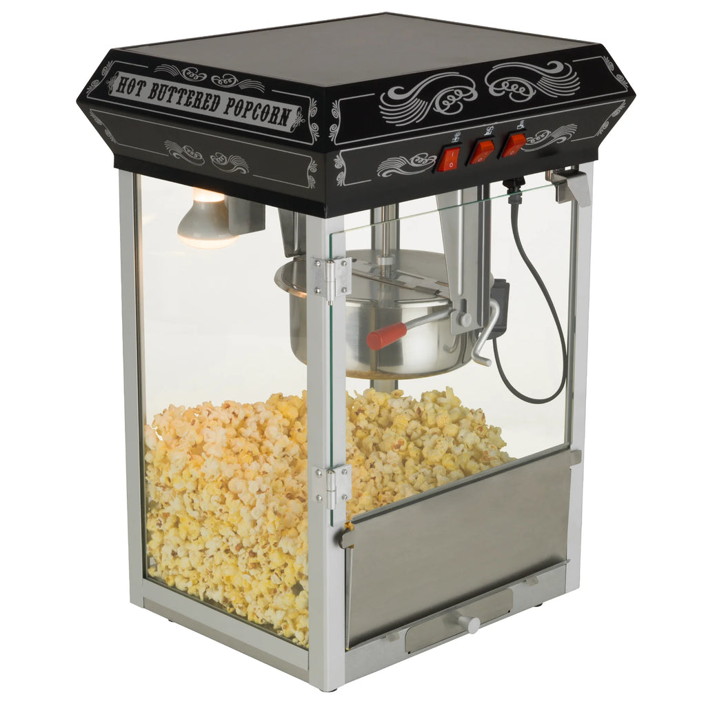 Black/Silver 8oz Popcorn Machine with Cart S189048
